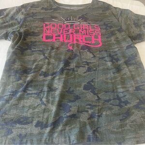 Eric Church “Good Girls Never Miss Church” Camo Tee with Pink Print